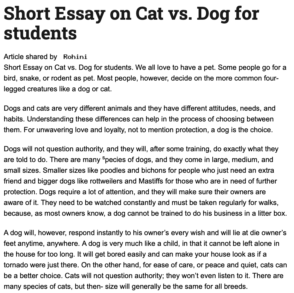 free compare and contrast essay samples