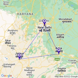 tourhub | UncleSam Holidays | Luxury Golden Triangle India Tour | Tour Map