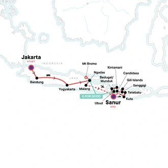 tourhub | G Adventures | Indonesia Java, Bali & Lombok | Tour Map