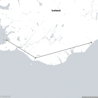tourhub | Marina Travel | 3 Days - Golden Circle, Southcoast & Jökulsárlón Glacier Lagoon | Tour Map