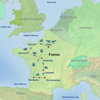 tourhub | Indus Travels | Treasures of France | Tour Map