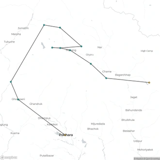 tourhub | Himalayan Sanctuary Adventure | Annapurna Circuit with Tilicho Lake and Poon Hill | Tour Map