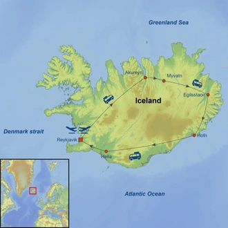 tourhub | Indus Travels | Iceland Circle | Tour Map