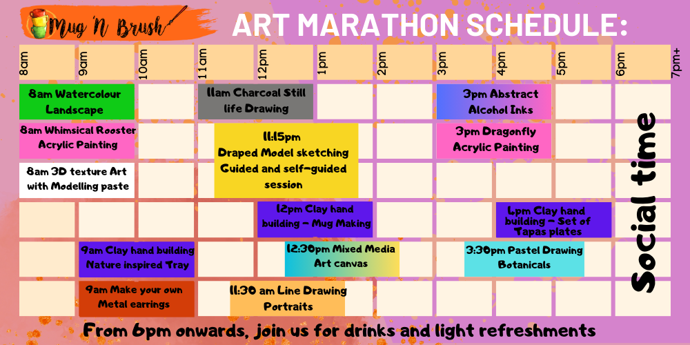 Art Marathon workshop schedule