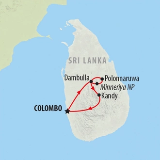 tourhub | On The Go Tours | Sri Lanka Family Holiday - 8 Days | Tour Map