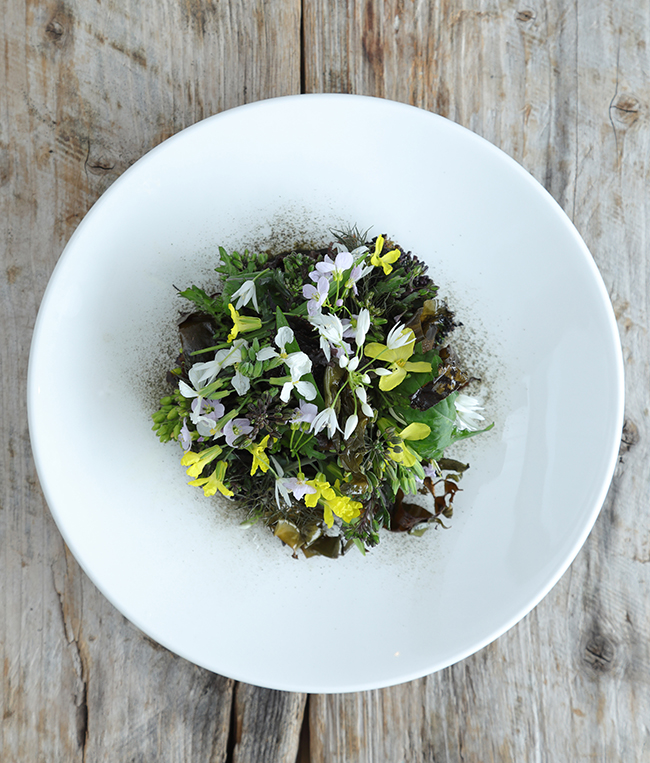 grilled brocolli and seaweed