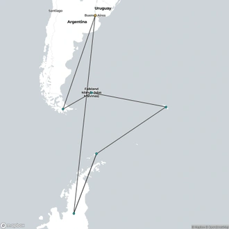 tourhub | Quark Expeditions | Epic Antarctica: Crossing the Circle via Falklands and South Georgia | Tour Map