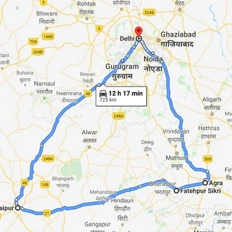 tourhub | Alkof Holidays | Golden Triangle India Tour | Tour Map