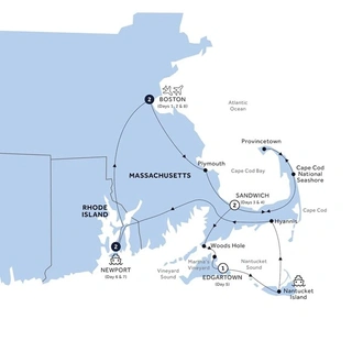 tourhub | Insight Vacations | Boston, Cape Cod & The Islands a Women-Only Tour | Tour Map
