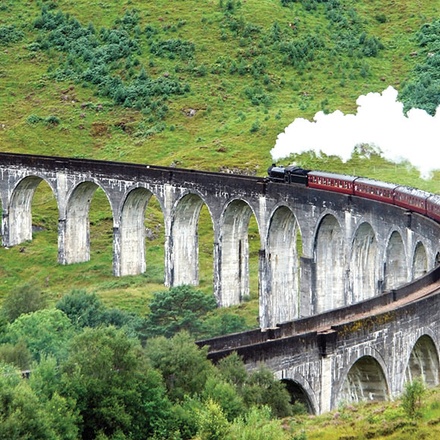 The Jacobite Steam Train at Glenfinnan viaduct