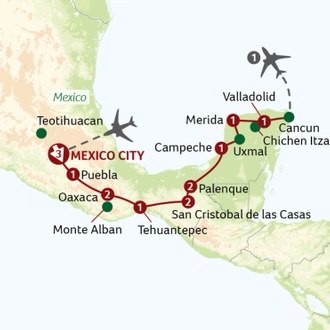 tourhub | Titan Travel | Mexico's Mayan Trail | Tour Map