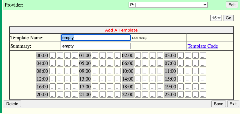 Add a schedule template in Oscar EMR