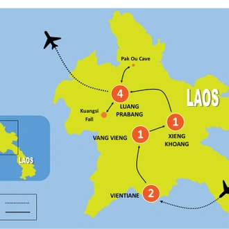 tourhub | Tweet World Travel | Laos Field Trek Tour | Tour Map