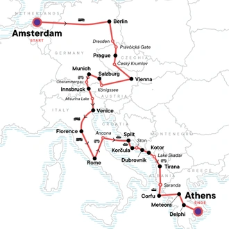 tourhub | G Adventures | Ultimate Europe: Berlin, Tuscany & Greek Gods | Tour Map