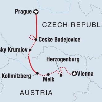 tourhub | Intrepid Travel | Cycle Prague to Vienna | Tour Map