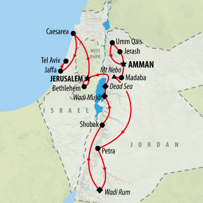 tourhub | On The Go Tours | Road to Jerusalem - 11 days | Tour Map