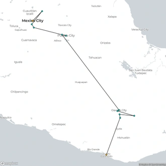 tourhub | Today Voyages | Oaxacan charm and Pacific coast | Tour Map