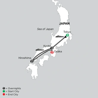 tourhub | Globus | Independent Treasures of Japan | Tour Map