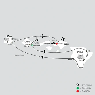 tourhub | Cosmos | Hawaiian Islands with Ocean View Upgrades | Tour Map