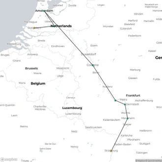 tourhub | CroisiEurope Cruises | Cruise along the Rhine from Strasbourg to Antwerp (port-to-port cruise) | Tour Map