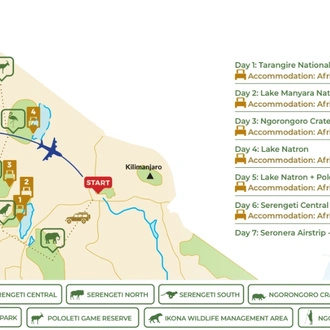 tourhub | Beach and Safari Holidays | 7 Days of Wildlife Wonders | Tour Map