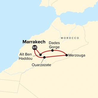 tourhub | G Adventures | Morocco Family Journey: Ancient Souks to the Sahara | Tour Map
