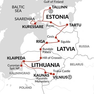 tourhub | Explore! | Historic Baltic Republics | Tour Map