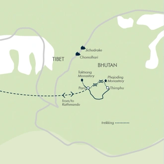 tourhub | Exodus | Bhutan: Druk Path Trek | Tour Map