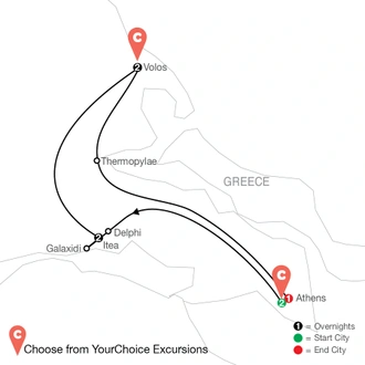 tourhub | Globus | Oh My Goddess!: Greece By Design | Tour Map