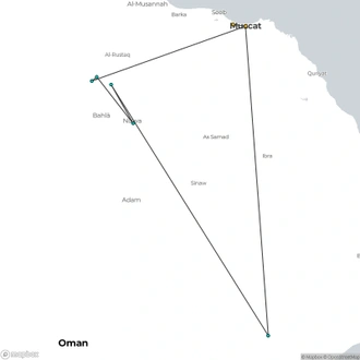 tourhub | YellowWood Adventures | Oman Hiking Adventure | Tour Map