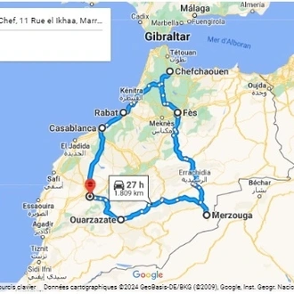 tourhub | Morocco Cultural Trips | Explore Morocco in a 7-day Private Tour. | Tour Map