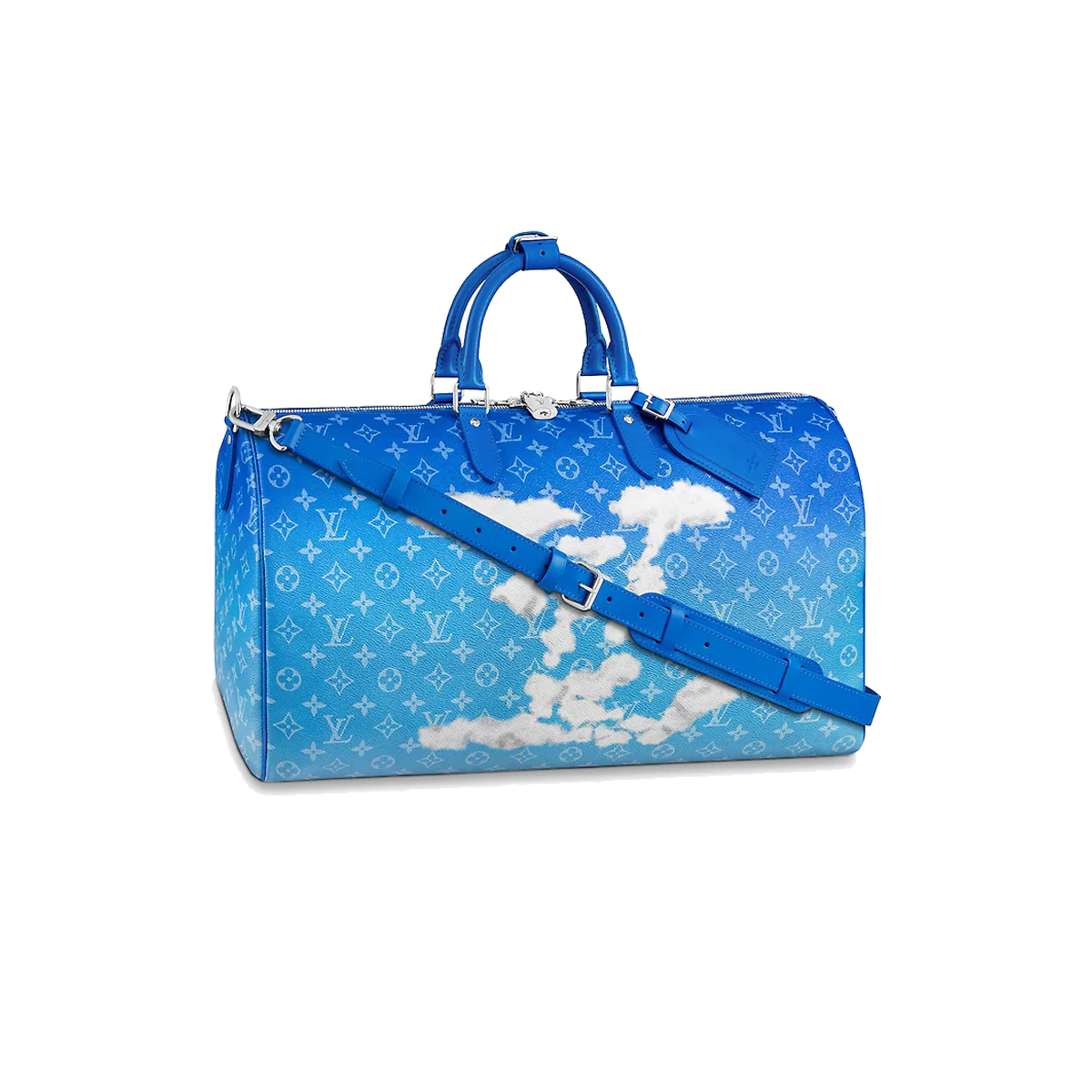 Louis Vuitton Cream & Blue Damier Azur Canvas 50 Keepall – On Que Style