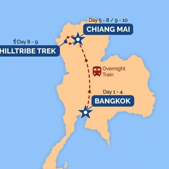 tourhub | One Life Adventures | Thailand Classic 10 Day Tour | Tour Map