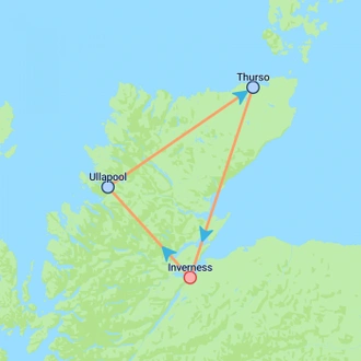 tourhub | On The Go Tours | Best of the North Coast 500 (Hotel) - 3 days | Tour Map