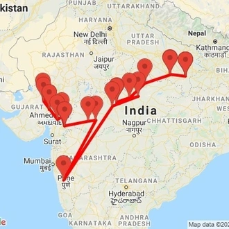 tourhub | Agora Voyages | Ahmedabad to Varanasi Heritage Cities in India | Tour Map