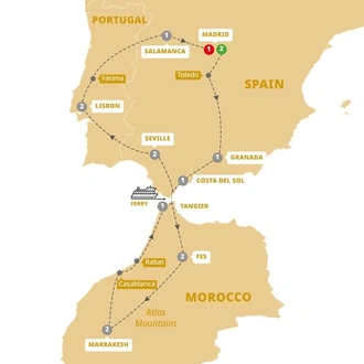 tourhub | Trafalgar | Spain, Morocco and Portugal | Tour Map
