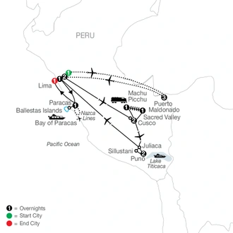 tourhub | Globus | Legacy of the Incas with Peru's Amazon | Tour Map