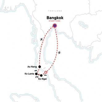 tourhub | G Adventures | Thailand Island Hopping – West Coast | Tour Map