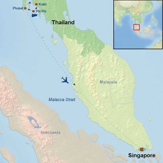 tourhub | Indus Travels | Islands of Thailand and Singapore Canada Special | Tour Map