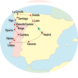 tourhub | VPT TOURS | 10 Days Galicia & Portugal (Tuesdays) | Tour Map