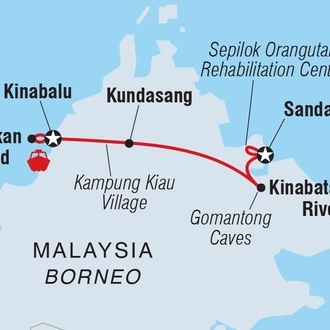 tourhub | Intrepid Travel | Classic Borneo | Tour Map