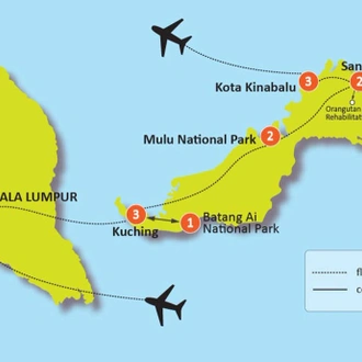 tourhub | Tweet World Travel | In-Depth Borneo & Malaysia Tour | Tour Map