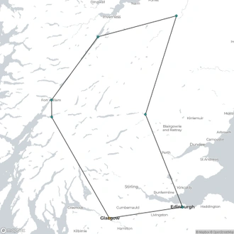 tourhub | BTOURS | Taste of Scotland 8 Days Tour | Tour Map