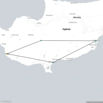 tourhub | Today Voyages | Explore Cyprus 8 Days, Self-drive | Tour Map