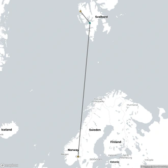 tourhub | HX Hurtigruten Expeditions | Circumnavigating Spitsbergen: In the Realm of the Polar Bear | With extended stay in Longyearbyen | Tour Map