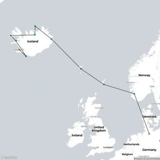 tourhub | HX Hurtigruten Expeditions | Expedition to Iceland - Hamburg to Reykjavík via North Atlantic Islands | Tour Map