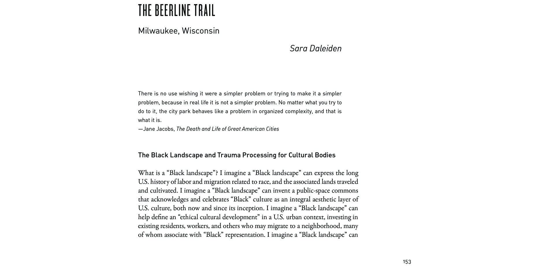 Black Landscapes Matter, The Beerline Trail: Milwaukee, Wisconsin (pg. 153)