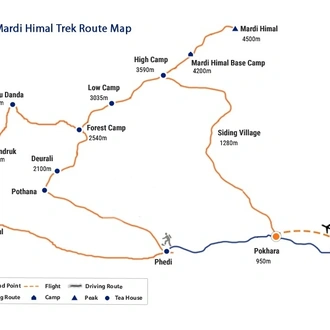 tourhub | Sherpa Expedition & Trekking | Mardi Himal Trek | Tour Map