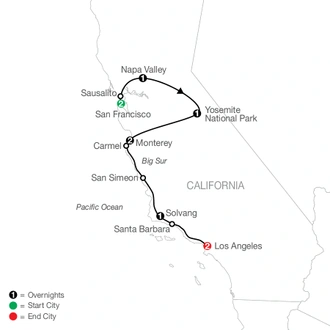 tourhub | Globus | California Classics | Tour Map