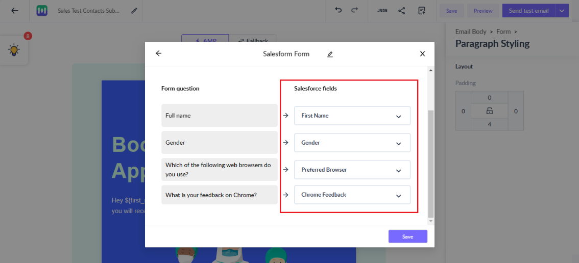 How to export template form submission data to Salesforce?